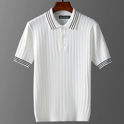 Men's Ice Silk Short Sleeve Lapel Polo Sweater