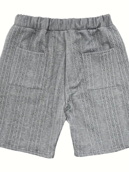 Men's Jacquard V Neck Shirt & Shorts Set