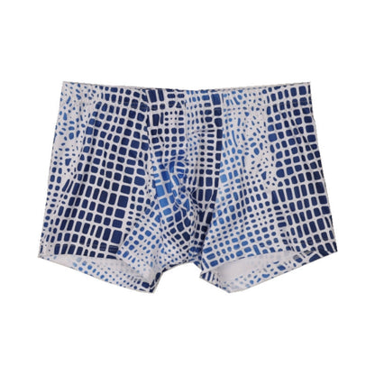 Ice Silk Men's Summer Mid Waist Printed Boxers