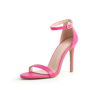 European And American Large Size Black Square Toe Shoes Stiletto Heel Pumps Strap Sandals