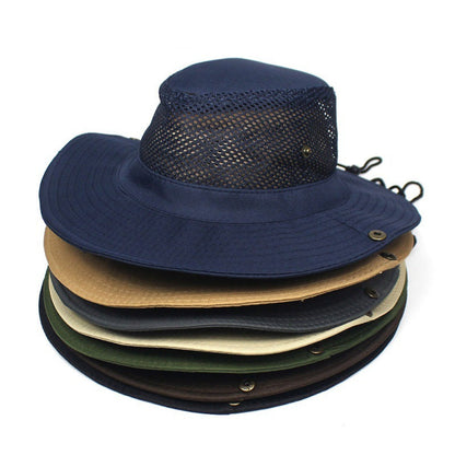 Patchwork Mesh Bucket Hat Sun Protection Foldable
