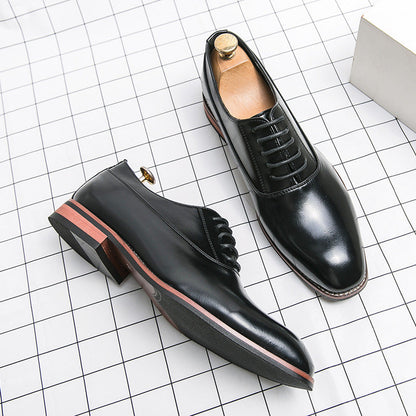 Casual shoes, leather shoes, men's formal wear, men's shoes, lace up business pointed leather shoes