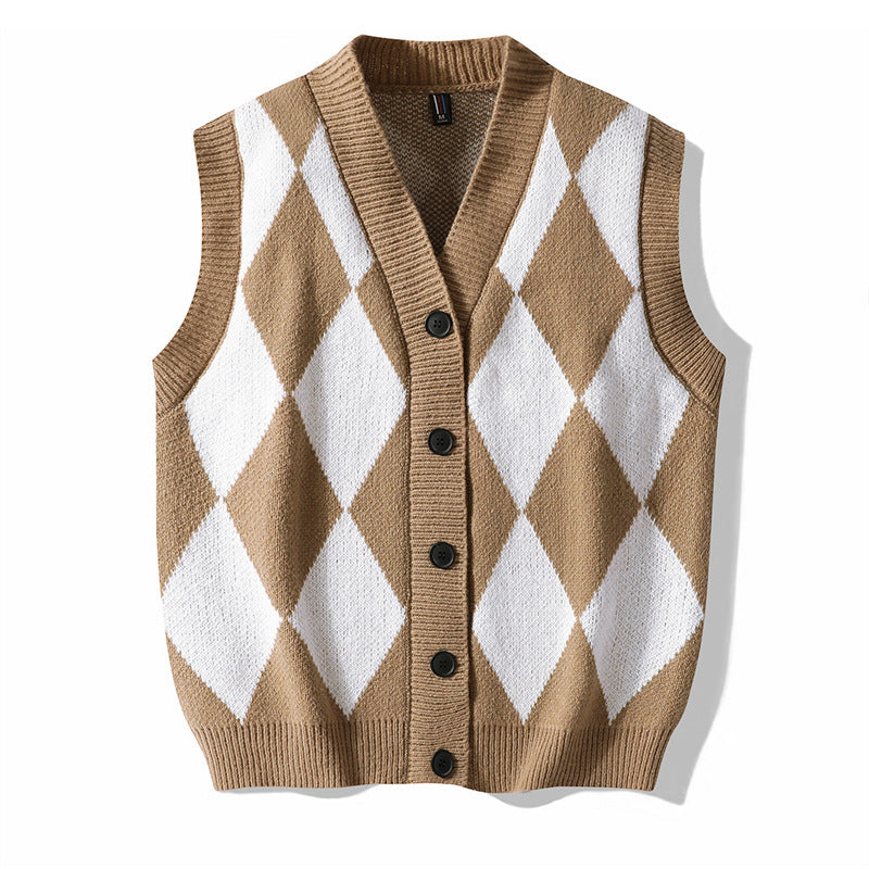 Autumn Winter Men's V-neck Woolen Sweater Vest