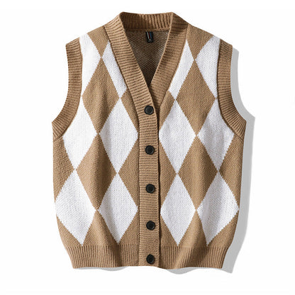 Autumn Winter Men's V-neck Woolen Sweater Vest