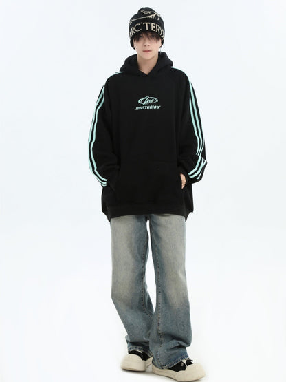 Worn Washed-out Blue Loose Straight Jeans