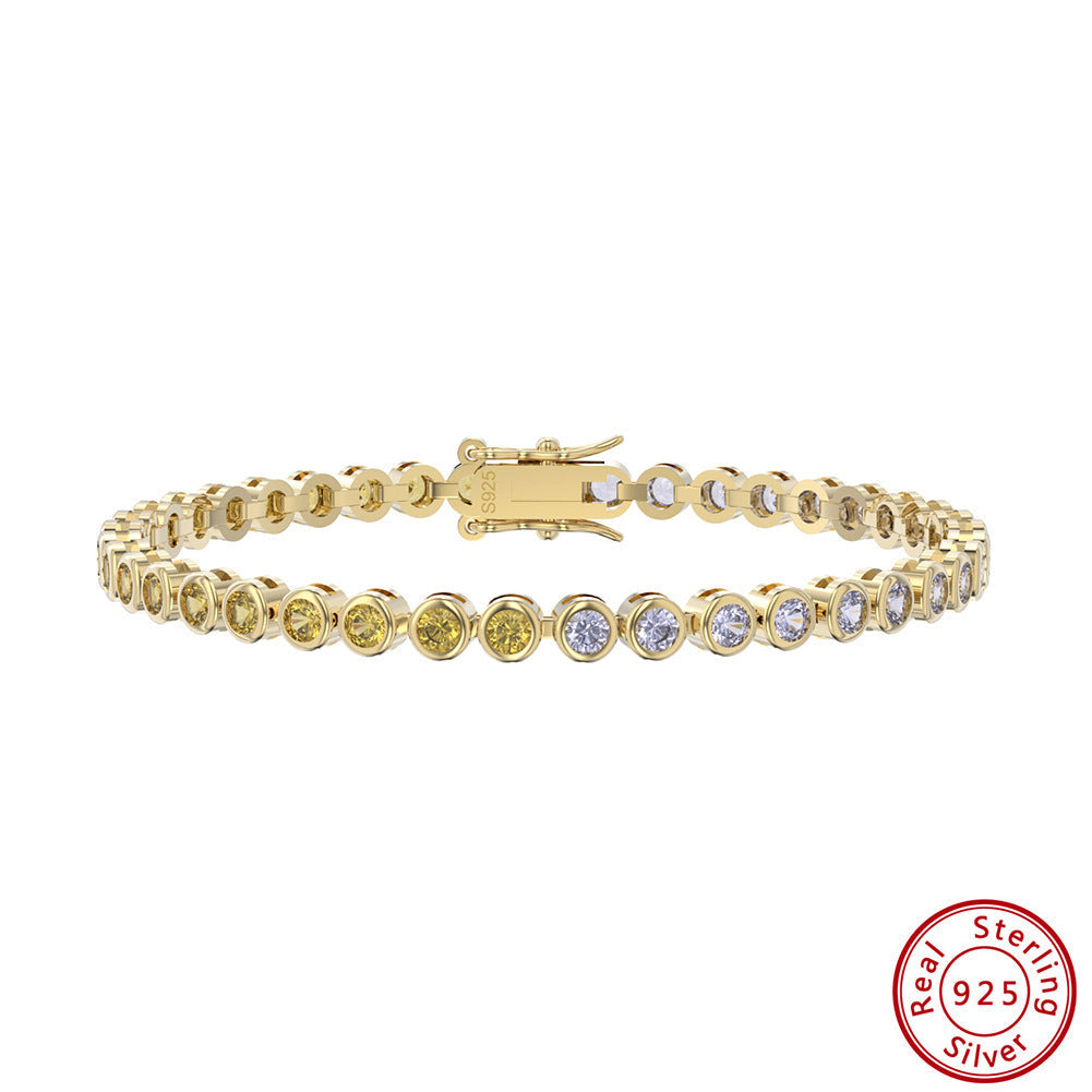 S925 Sterling Silver Two-tone Zircon Bracelet