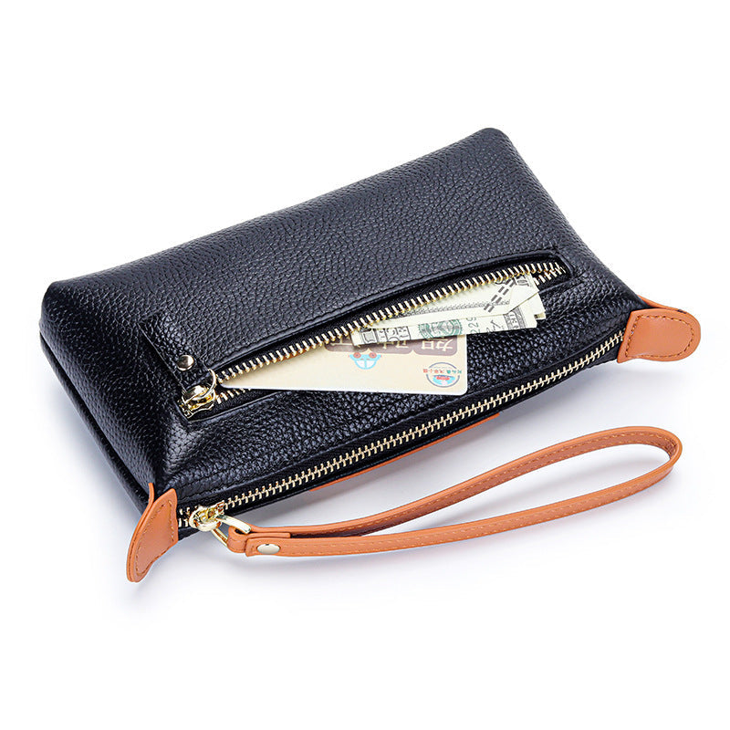 First Layer Women's Leather Large Capacity Clutch Handbag