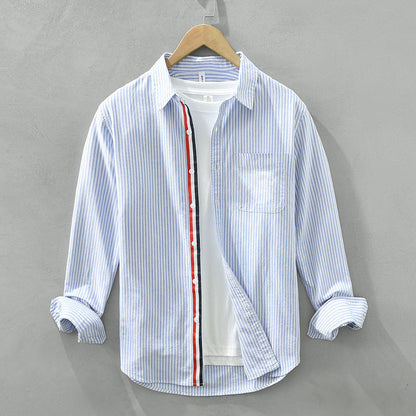 Autumn Japanese Striped Men's Long Sleeve Shirt