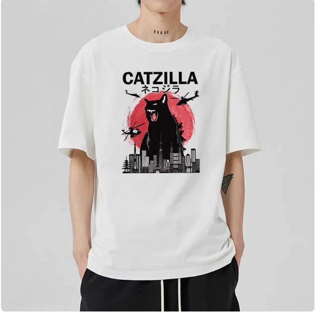Men's Casual Japanese Pure Cotton Cat Pattern Shirt