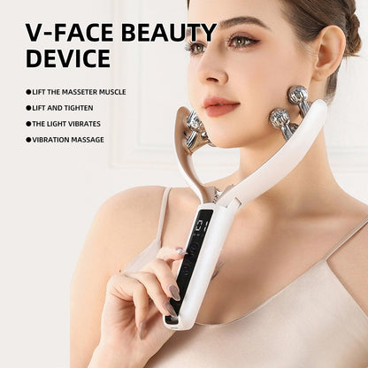 Home V-Roller EMS Microcurrent Electric Smart Red And Blue Dual-Wave Roller Massager Face Slimming Instrument Ems Micro Current Lifting Tightening
