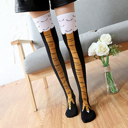 Chicken Claw Socks Women's Over Knee Socks Ostrich Pattern Knee Legs Chicken Feet Long Tube