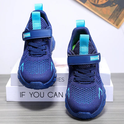 Children's sports shoes seasonal flying woven men's shoes breathable men's and women's casual running shoes for children