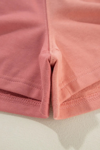 Color Block Round Neck Top and Shorts Set