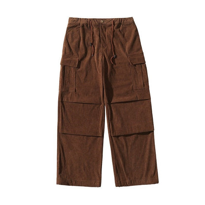 Autumn Winter Straight Wide-Leg Corduroy Overalls Men