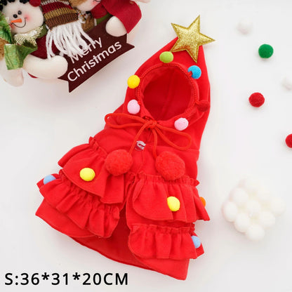 Autumn And Winter Christmas Pet Clothes Two Color Cloak Pet Cloak Shawl Dog Transfiguration