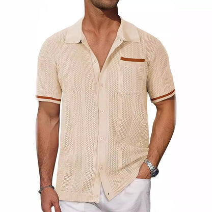 Men's Short Sleeve Pocket Hollow Summer Cardigan
