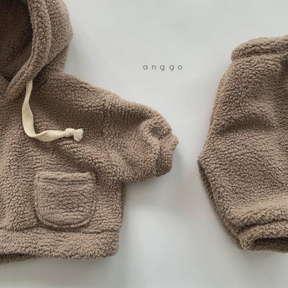 Children's Soft Plush Suit Boys And Girls Warm And Thick Hooded Sweater Pants Two-piece Suit