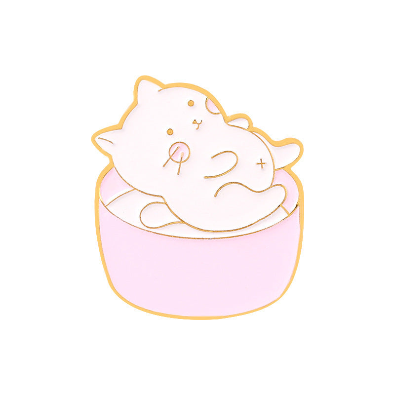 Golden M Badge Kitty Brooch
