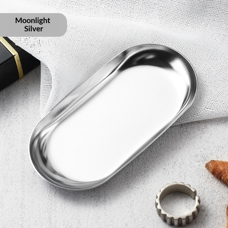High-end Plate In Instagram Style Oval Stainless Steel Gold Mini Jewelry Tray Small Serving Tray