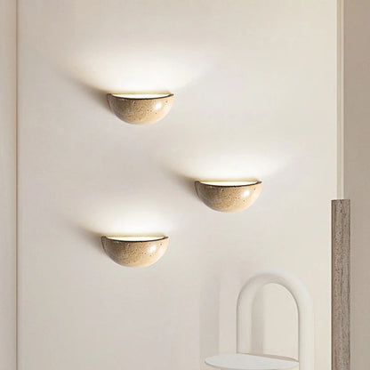 Retro Yellow Cave Stone Bedroom Bedside Lamp Semicircle Living Room Corridor Wall Lamp