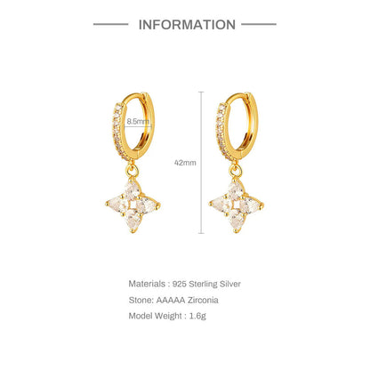 S925 Flowers Water Drop Earrings