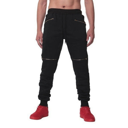 Men's Sports Pants with Double Pockets and Zip Design