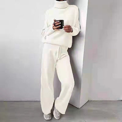 Casual Women Turtleneck Sweater Drawstring Pants