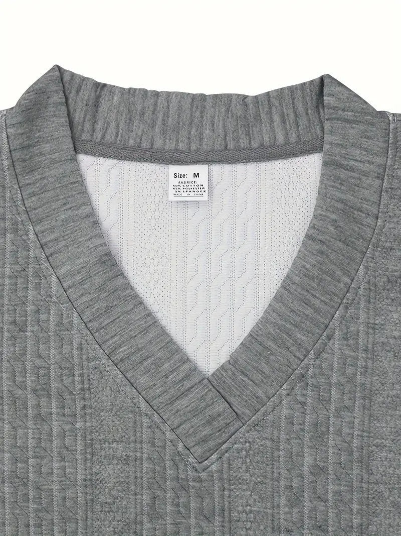 Men's Jacquard V Neck Shirt & Shorts Set