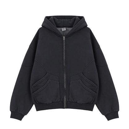 Velvet Padded Hooded Sweatshirt Casual Jacket For Men