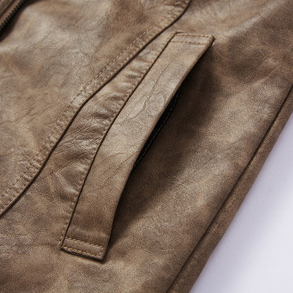 Lapel Fashion Casual Men's Clothing Leather Coat Motorcycle Jacket