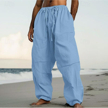 Beach Straight-leg Plain Color Daily Pants