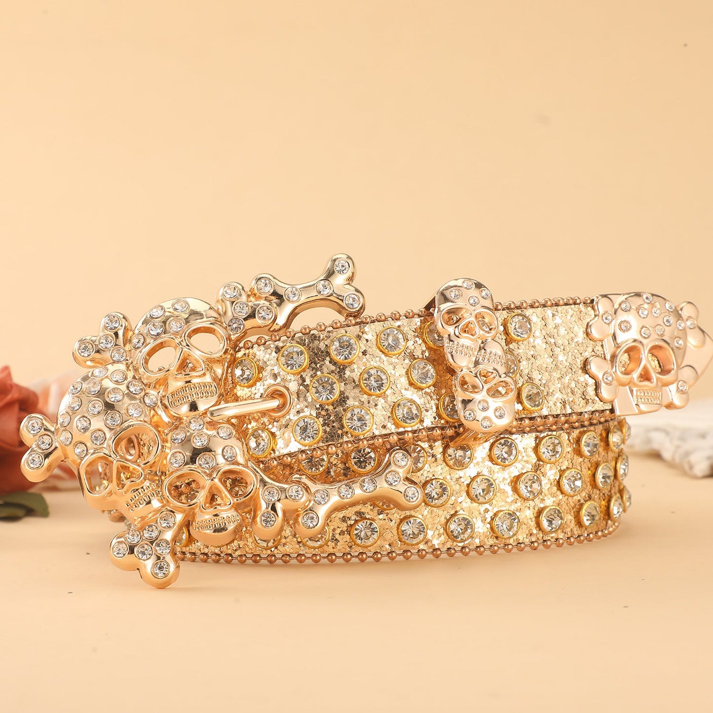 Diamond Inlaid Skull Rhinestone Belt