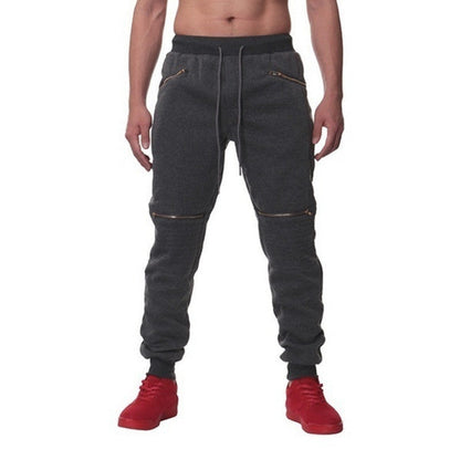Men's Sports Pants with Double Pockets and Zip Design