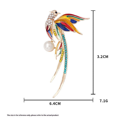 Hummingbird Phoenix Peacock Oil Drip Brooch