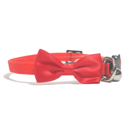 Pet Bow Collar Nylon Ribbon Multi-color Adjustable With Bell Pet Decorations
