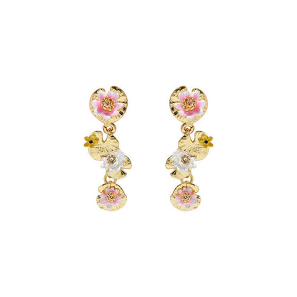 Water Lily Lotus Leaf Earrings