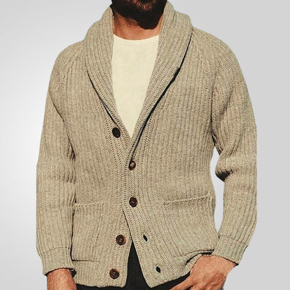 Men's Lapel Knitting Cardigan Fashion Button Sweater With Pockets Outwear