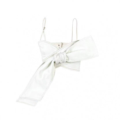 Sexy Sweet Cool Bow Tie Denim Ultra Short Bandeau Sling