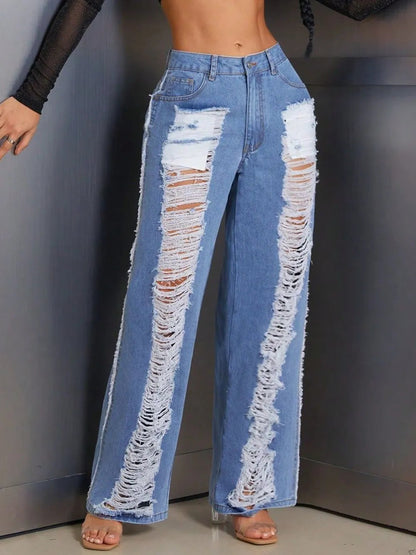Distressed Wide Leg Jeans