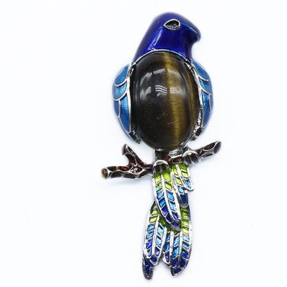 Gemstone Inlaid Brooch Pendant