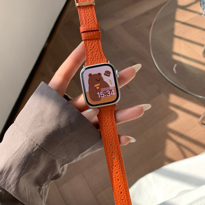 Square Buckle Lychee Leather Waist Strap