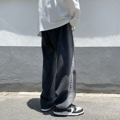 High-end Wide Leg Slimming Motorcycle Stitching Jeans