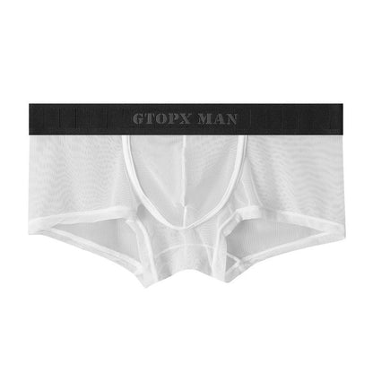Personality Ice Silk U Convex Low Waist Thin Transparent Sexy Mesh Breathable Briefs