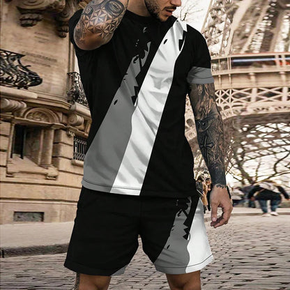 Short Sleeve PU Casual Multicolor Sportswear Suit