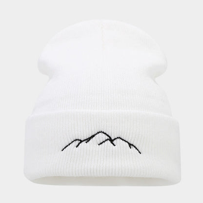 Peak Embroidery Beanie Hat Warm Trendy