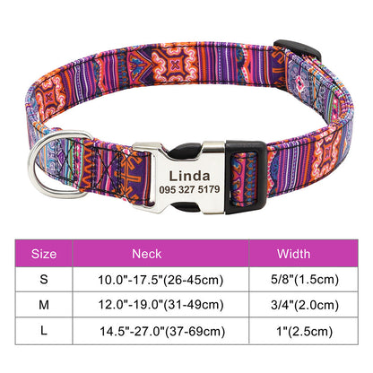 Adjustable Nylon Dog Collar Personalized Dogs Cat ID