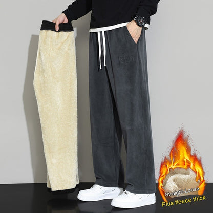 Winter Men's Cashmere Straight Wide-leg Pants