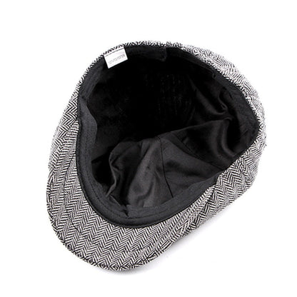 Fashion Retro Octagonal Hat Men's Plaid Beret