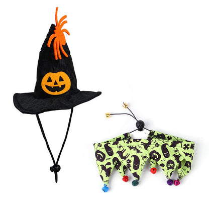 Halloween Hat And Scarf Set Skull Pattern Cat Cape Hat Set