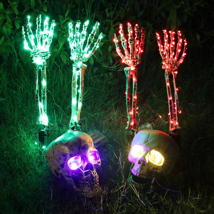 Halloween LED Light Up Skeleton Arm Hand Halloween Party Outdoor Home Garden Yard Lawn Decoration Haunted House Horror Props Halloween Decorative